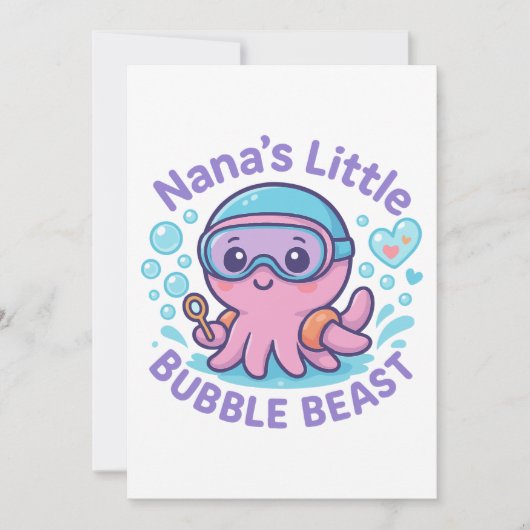 Invitation Nana's Little Bubble Beast mignon Octopus (Devant)
