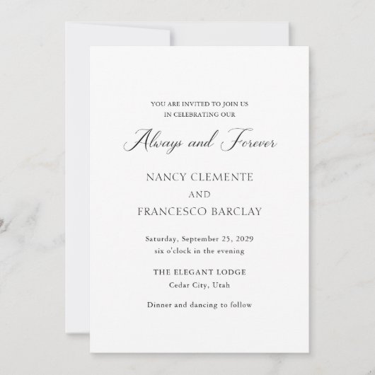Invitation Nancy Black et White Mariage moderne (Devant)