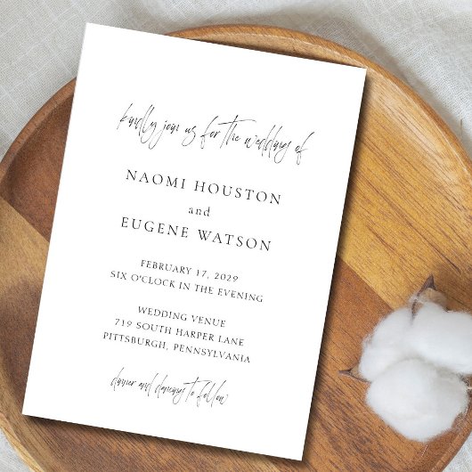 Invitation Naomi Typographie noir et blanc Mariage moderne