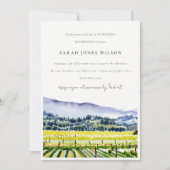 Invitation Napa Valley Aquarelle Vignoble Paysage Anniversair (Devant)
