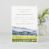 Invitation Napa Valley Aquarelle Vignoble Paysage Anniversair (Debout devant)