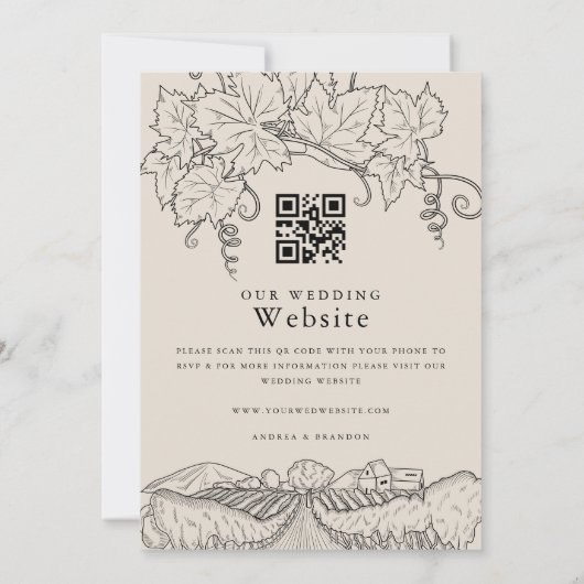 Invitation Napa Valley Vineyard Winery Tout en un Mariage (Dos)