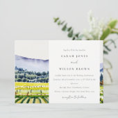 Invitation Napa Valley Watercolor Vineyard Paysage Mariage (Debout devant)