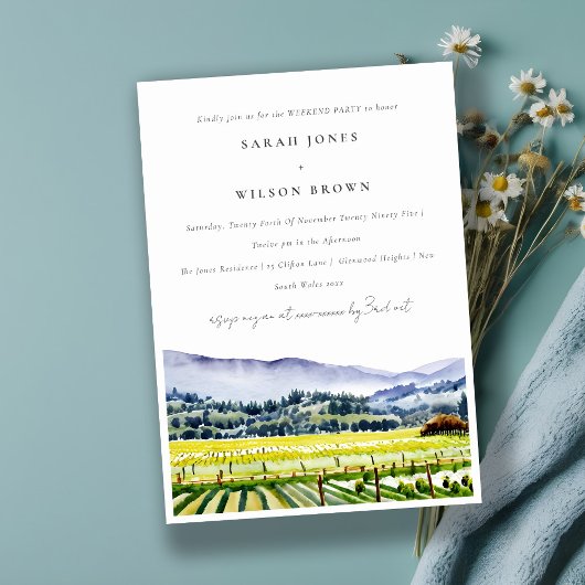 Invitation Napa Valley Watercolor Vineyard Weekend Party
