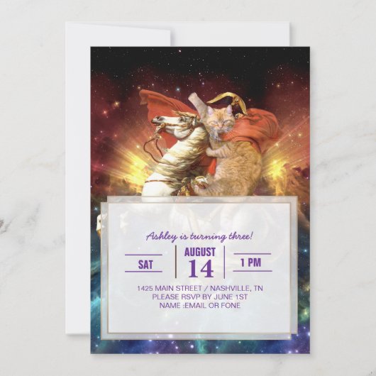 Invitation Napoléon Cat dans l'espace (Devant)