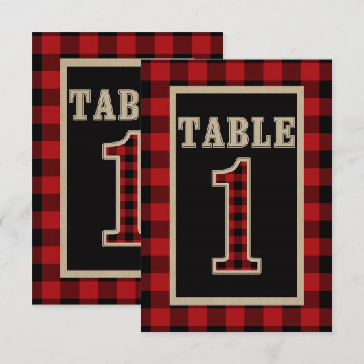 Invitation Nappe à carreaux rouge et noir Buffalo rustique nu (Devant / Derrière)