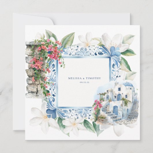 Invitation Nappe de mariage Grèce aquarelle (Devant)