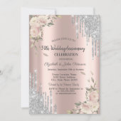 Invitation Nappes de paillettes, Roses, Anniversaire de maria (Devant)