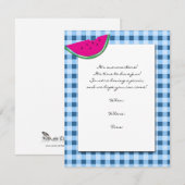 Invitation Nappes et pastèque bleues et blanches (Devant / Derrière)