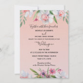 Invitation Narcisse blanc sur Apricot Mariage rose floral (Devant)