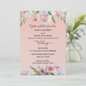 Invitation Narcisse blanc sur Apricot Mariage rose floral (Debout devant)