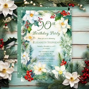 Invitation Narcisse   Fête d'anniversaire 90 ans Holly Floral