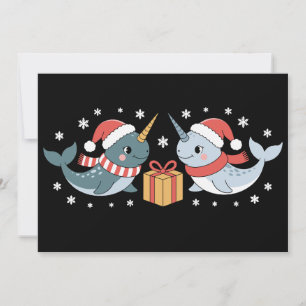 Invitation Narval de Noël Chapeau du Père Noël Écharpe Flocon