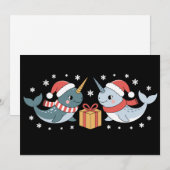 Invitation Narval de Noël Chapeau du Père Noël Écharpe Flocon (Devant / Derrière)