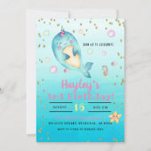Invitation Narwhal Watercolor Pastel Girls Anniversaire Party (Devant)