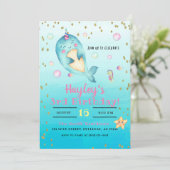 Invitation Narwhal Watercolor Pastel Girls Anniversaire Party (Debout devant)