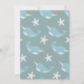 Invitation Narwhal Waves Sea Blue Boy 1er anniversaire Invita (Dos)
