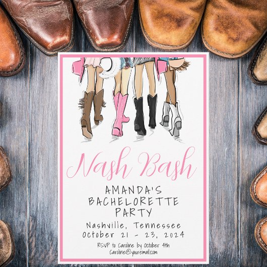 Invitation Nash Bash Bachelorette Fashion Week-end
