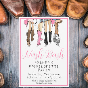 Invitation Nash Bash écriture rose Nashville Enterrement de v