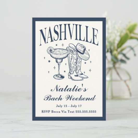 Invitation Nashville Bachelorette Rodeo Cocktail Itinéraire (Debout devant)