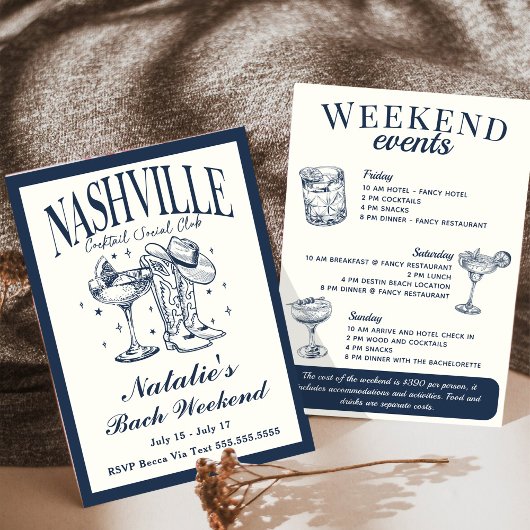Invitation Nashville Bachelorette Rodeo Cocktail Itinéraire