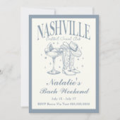 Invitation Nashville Bachelorette Rodeo Cocktail Itinéraire (Devant)