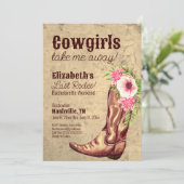 Invitation Nashville Bachelorette Russe Rose Cowgirl (Debout devant)