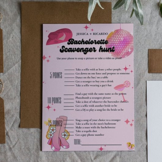 Invitation Nashville Bachelorette scavenger chasse photo jeu
