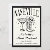 Invitation Nashville Bachelorette Social Cocktail Itinéraire (Devant)