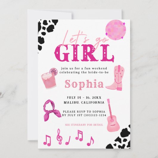 Invitation Nashville Cowgirl Dernier Rodeo Bachelorette (Devant)