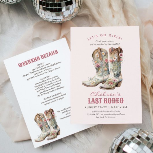 Invitation Nashville Dernier Rodeo Boots Bachelorette Party