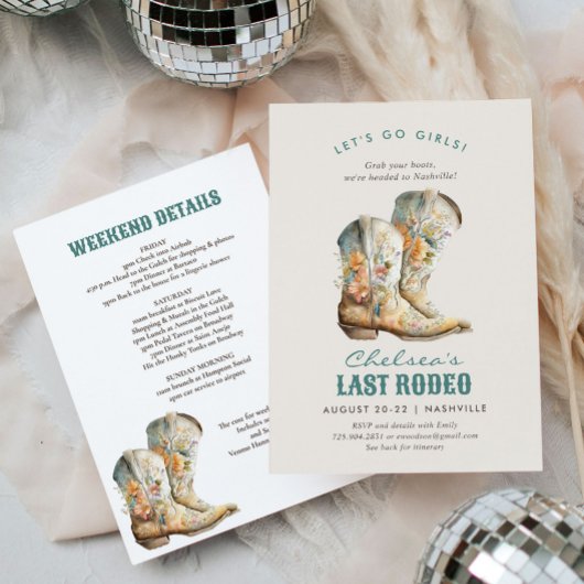 Invitation Nashville Dernier Rodeo Boots Bachelorette Party I