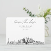 Invitation Nashville Mariage Skyline Enregistrer la date (Debout devant)