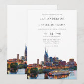 Invitation Nashville Riverfront Watercolor Elegant Wedding (Devant / Derrière)