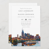 Invitation Nashville Riverfront Watercolor QR Code Wedding (Devant / Derrière)