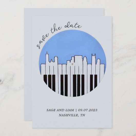 Invitation Nashville Skyline Piano Music Record Enregistrer l (Devant / Derrière)