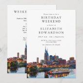 Invitation Nashville Watercolor Birthday Weekend (Devant / Derrière)