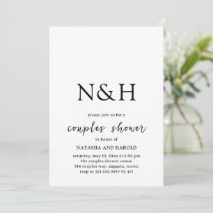 Invitation Natasha Monogram Douche moderne Couples
