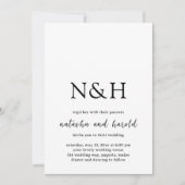 Invitation Natasha Monogram Mariage moderne (Devant)