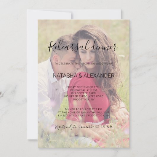 Invitation Natasha Rustic Calligraphy Dîner de répétition pho (Devant)