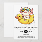 Invitation Natation Axolotl Amusants Anniversaire (Devant / Derrière)
