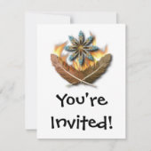 Invitation natif plumes de faucon à queue rouge et flammes nu (Devant)