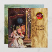 INVITATION NATIVITÉ AVEC ANGELS - MAGIE DU MONOGRAMME DE NOËL (Devant / Derrière)