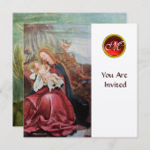 INVITATION NATIVITÉ AVEC ANGELS - MAGIE DU MONOGRAMME DE NOËL (Devant / Derrière)