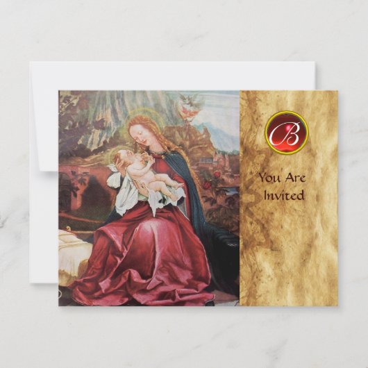 INVITATION NATIVITÉ AVEC ANGELS - MAGIE DU MONOGRAMME DE NOËL (Devant)