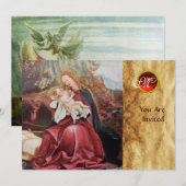 INVITATION NATIVITÉ AVEC ANGELS - MAGIE DU MONOGRAMME DE NOËL (Devant / Derrière)