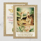 Invitation Nativité Bergers & Anges Noël Doré (Devant / Derrière)