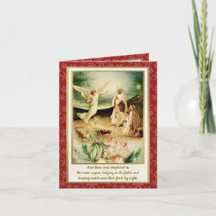 Invitation Nativité Bergers & Anges Noël Doré