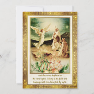Invitation Nativité Bergers & Anges Noël Doré de Christmas