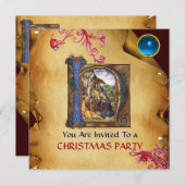 Invitation NATIVITÉ CHRISTMAS PARCHEMENT DE FÊTE Monogramme (Devant / Derrière)